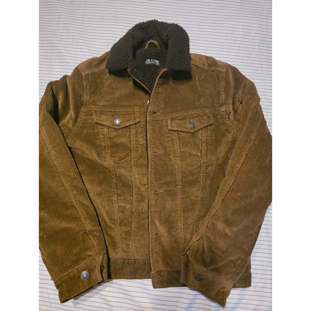 1069 Line of Trade Mens Corduroy Sherpa Lined Trucker Jacket Brown Small
